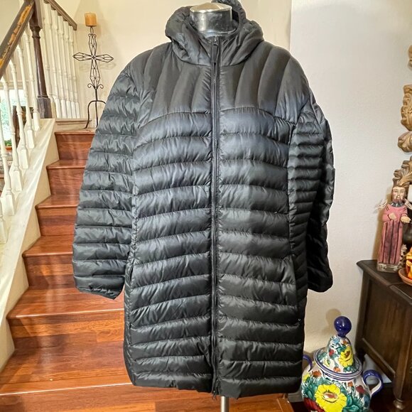 Eddie Bauer Jackets & Blazers - Eddie Bauer Down Fill Long Black Women's Puffer Jacket Hooded Full Zip Size 3X